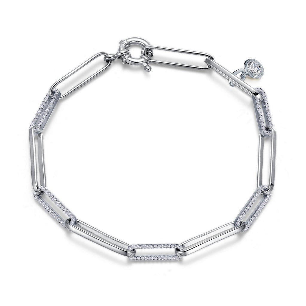 Simulated diamond bracelet, platinum bonded silver.
