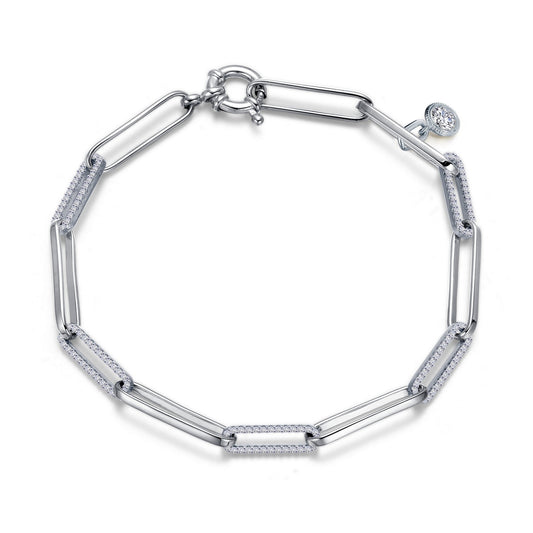 Simulated diamond bracelet, platinum bonded silver.