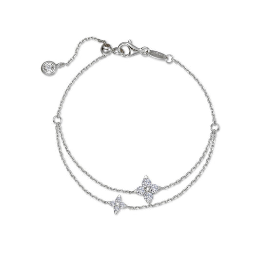 Lafonn Simulated Diamond Adjustable Cable Bracelet in Sterling Silver with 0.32ctw Round Simulated Diamonds, White