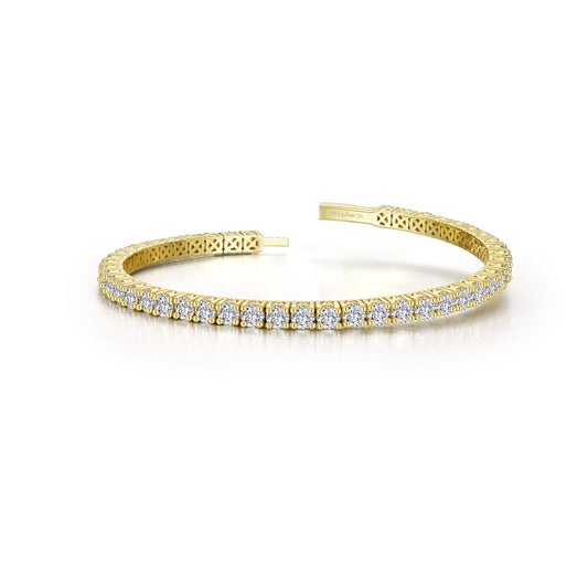 Flexible Bangle Simulated Diamond Bracelet in Sterling Silver 7.82ctw