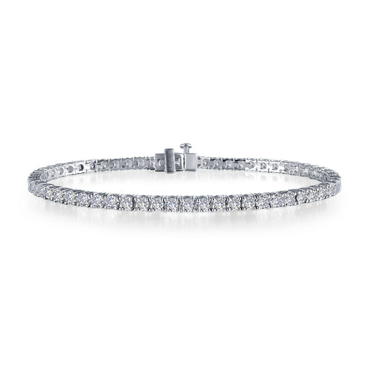 Simulated diamond tennis bracelet in platinum silver.