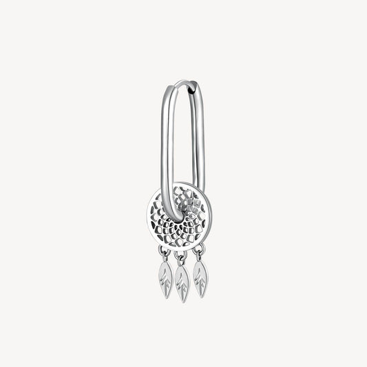 Stainless steel dangle earrings with leaf charms.