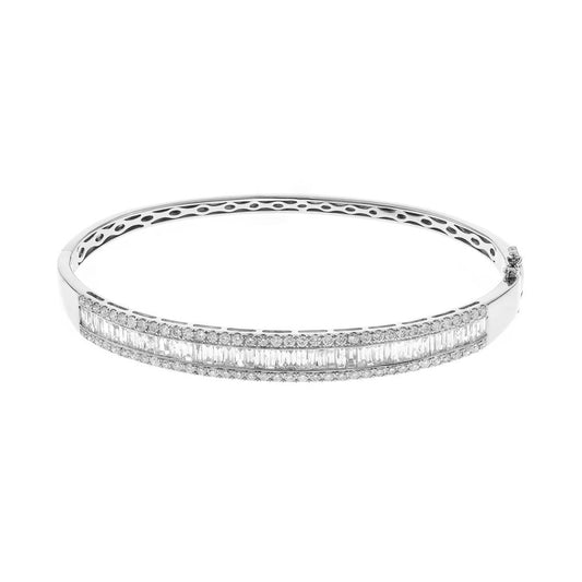 CIRARI Natural Diamond Bracelet in 14 Karat White Gold with 2.07ctw G/H SI1-SI2 Baguette Diamonds