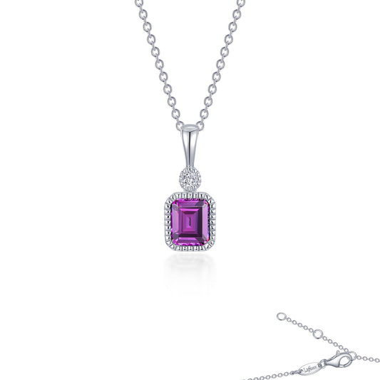 Emerald-cut alexandrite pendant necklace.