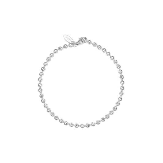 Bead Bracelet (No Stones) in Platinum Bonded Sterling Silver White