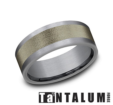 Benchmark Men's Carved Band (No Gemstone) in Tantalum Grey 8MM