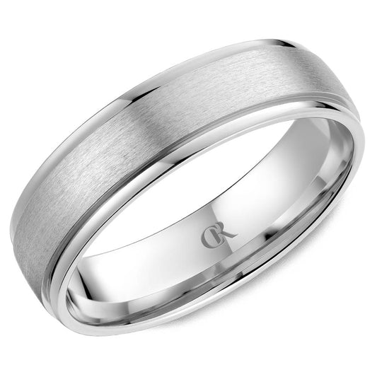Crown Ring Men's Carved Wedding Band (No Stones) in 14 Karat White Gold 6MM