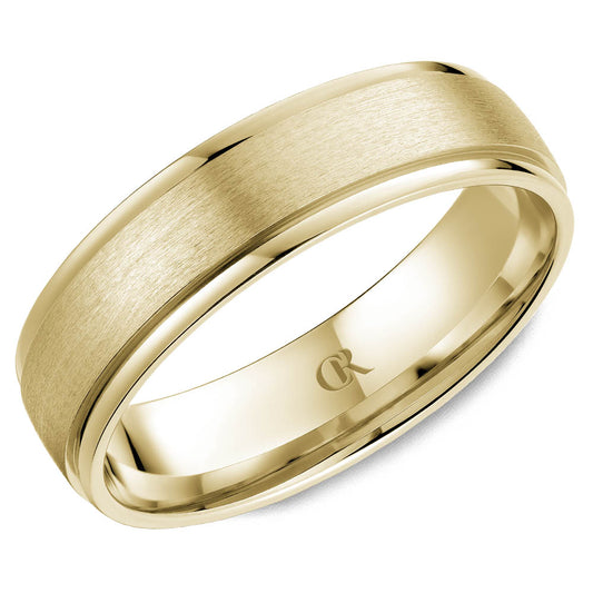 Crown Ring Men's Carved Wedding Band (No Stones) in 14 Karat Yellow Gold 6MM