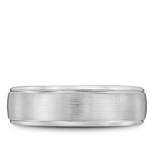 14K white gold carved band, satin finish.
