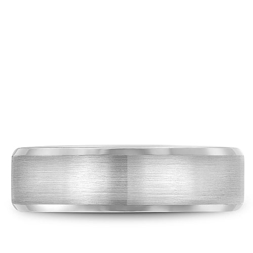 14K white gold carved band, polished satin finish.