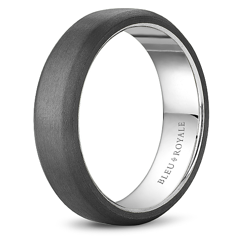 Tantalum white-grey carved band, satin finish.