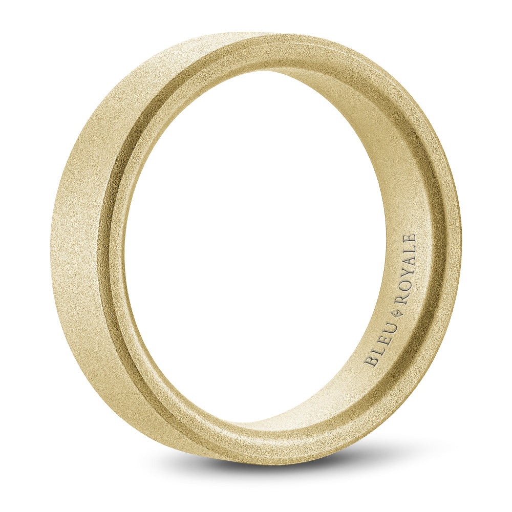 14K Yellow Gold Carved Band, Brushed Finish