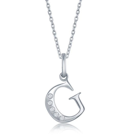 ReMARKable Designs ReMARKable Designs Initial Natural Diamond Necklace in Sterling Silver with 0.03ctw Round Diamonds, Diamond Cut Cable Chain, Lobster Claw Clasp