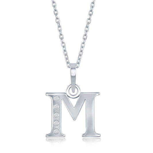 ReMARKable Designs ReMARKable Designs Initial Natural Diamond Necklace in Sterling Silver with 0.03ctw Round Diamonds, Cable Link Chain, Lobster Claw Clasp