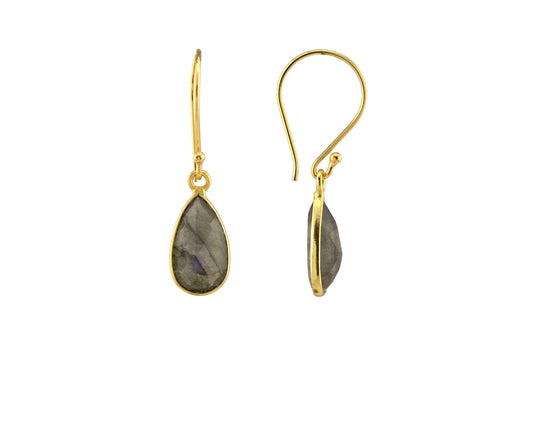 ReMARKable Designs Tear Drop Labradorite Drop Earrings in White Gold Filled with French Wire Closure