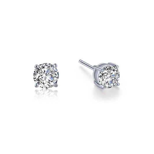 Simulated diamond stud earrings in silver.