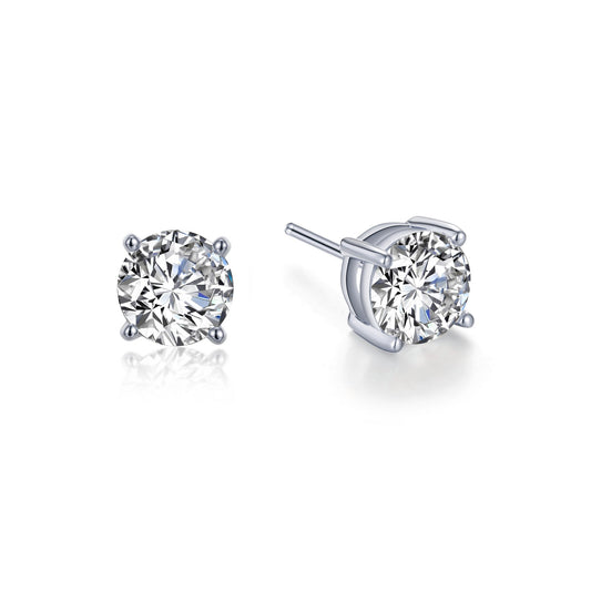 Simulated diamond stud earrings in silver.