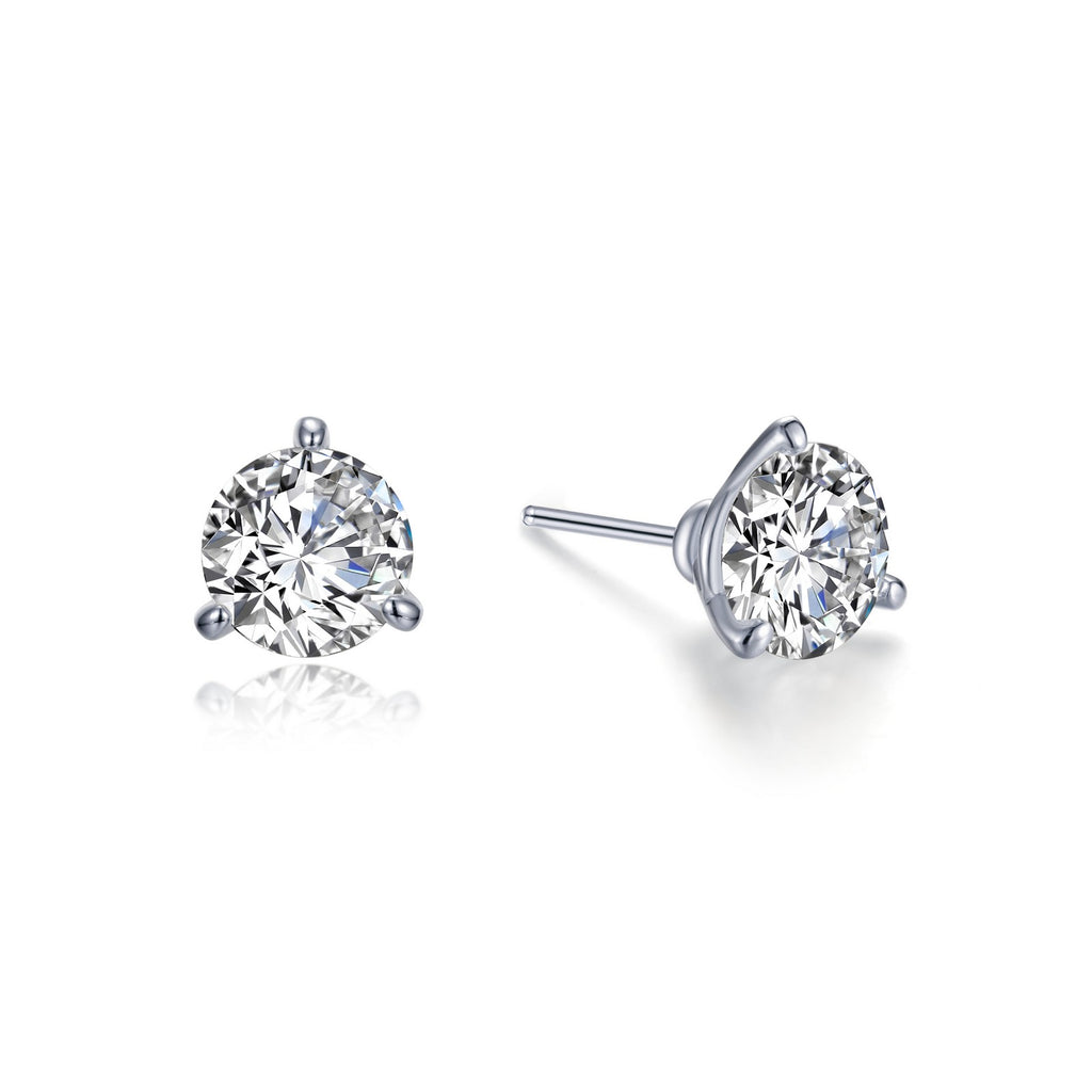 Simulated diamond stud earrings in silver.