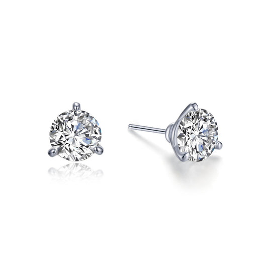 Simulated diamond stud earrings in silver.