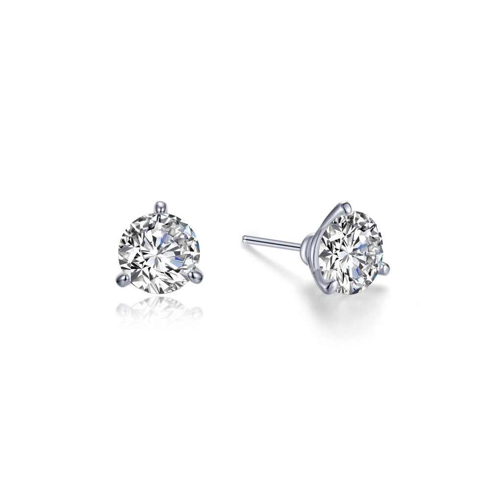 Simulated diamond stud earrings in silver.