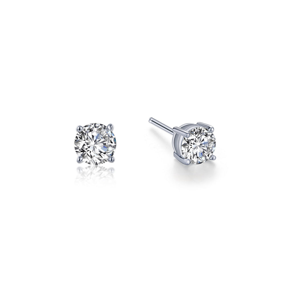 Simulated diamond stud earrings in silver.