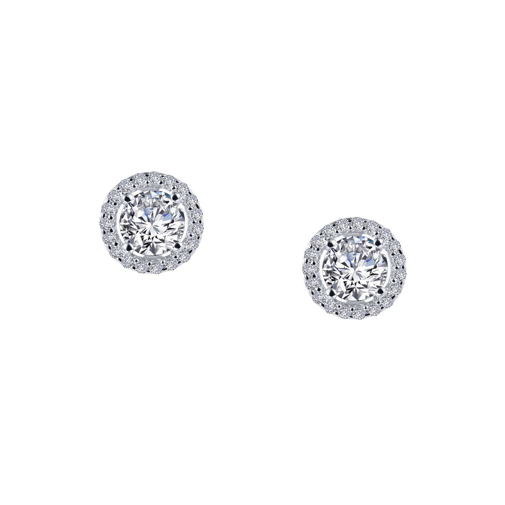 Simulated diamond earrings, platinum bonded sterling silver.