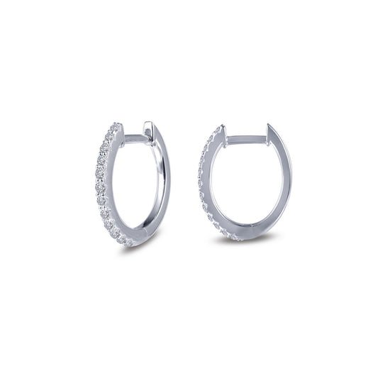 Simulated diamond hoop earrings in sterling silver.