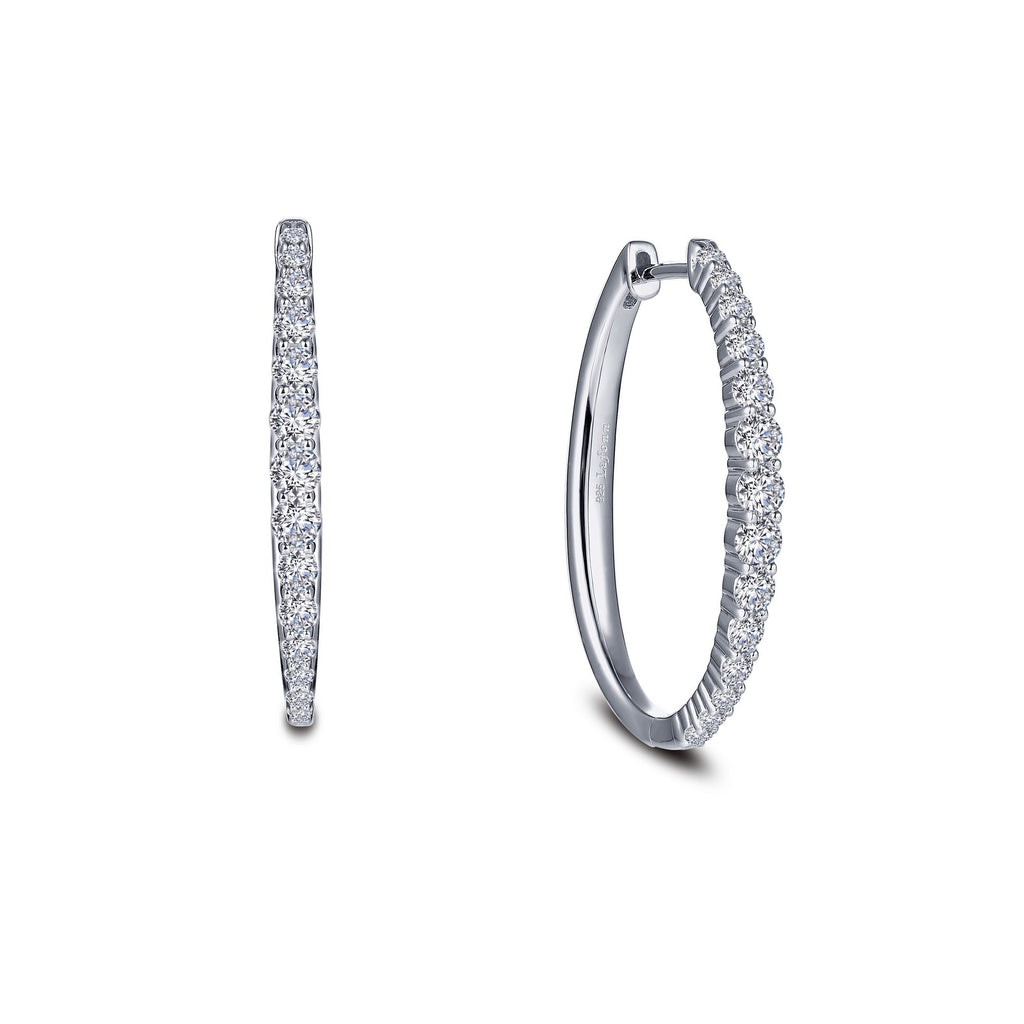 Medium hoop earrings with simulated diamonds.