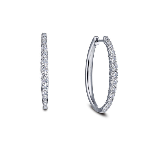 Medium hoop earrings with simulated diamonds.