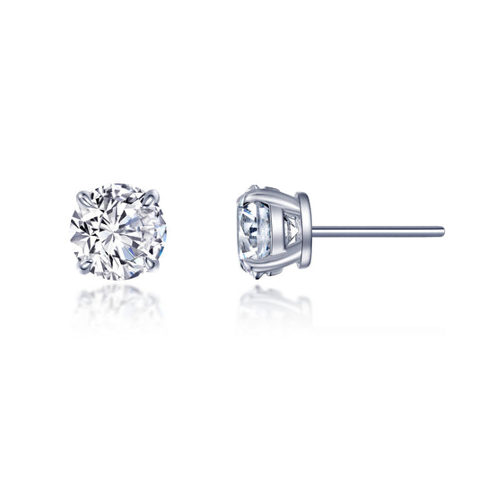 Simulated diamond earrings in platinum sterling silver.