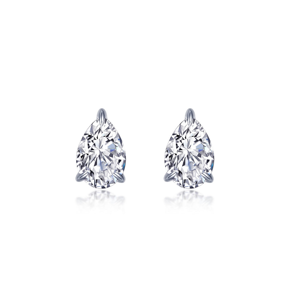 Pear-shaped simulated diamond earrings in silver.