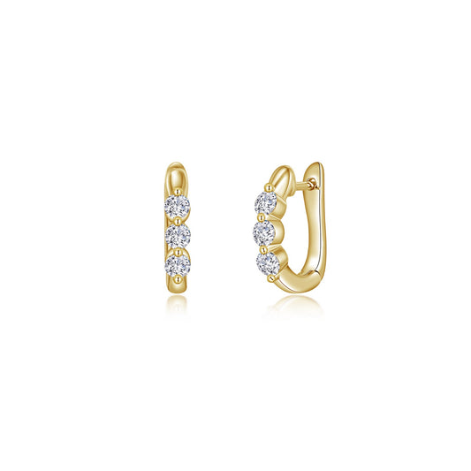 Three-stone yellow sterling silver earrings.