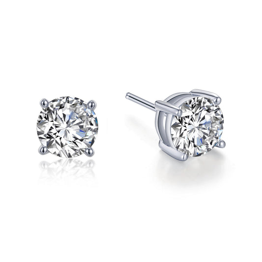 Simulated diamond stud earrings in silver.