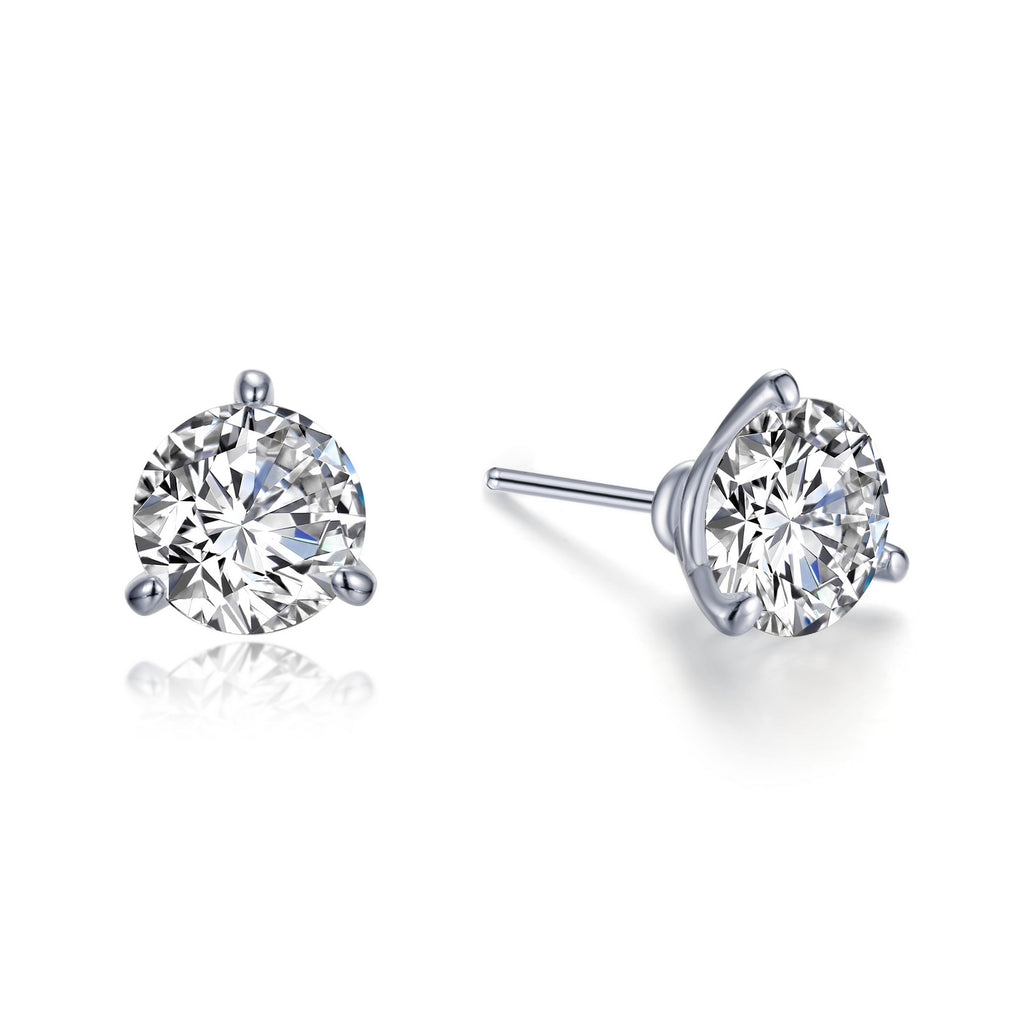 Simulated diamond earrings, platinum bonded sterling silver.