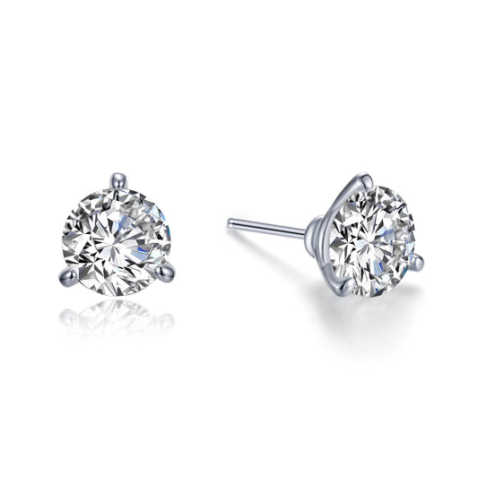 Simulated diamond earrings, platinum bonded sterling silver.