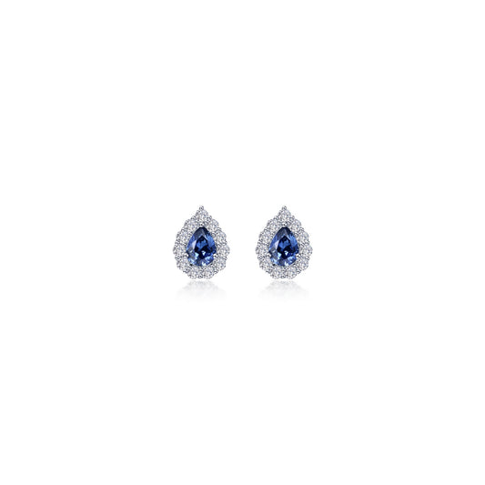 Pear-shaped sapphire earrings with diamond accents.