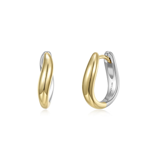 Lafonn Small Hoop Earrings (No Stones) in Sterling Silver White - Yellow