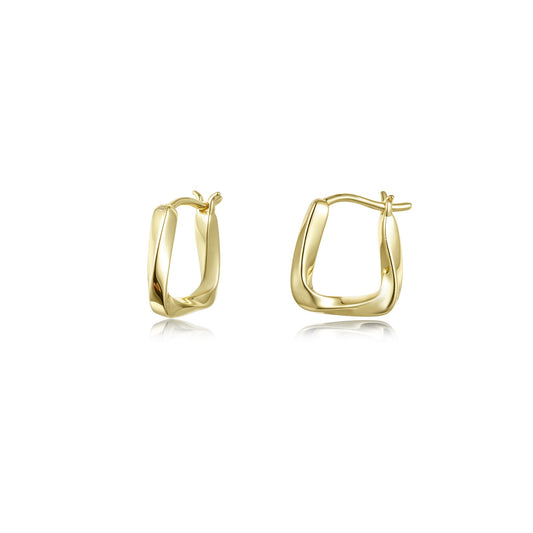 Lafonn Square Hoop Earrings (No Stones) in Sterling Silver Yellow