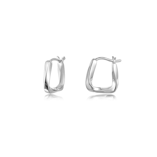 Lafonn Square Hoop Earrings (No Stones) in Platinum Bonded Sterling Silver