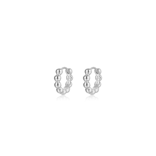 Huggie Earrings (No Stones) in Platinum Bonded Sterling Silver White
