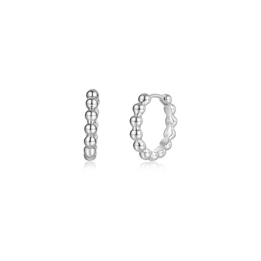 Huggie Earrings (No Stones) in Platinum Bonded Sterling Silver White