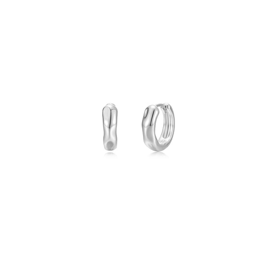 Huggie Earrings (No Stones) in Platinum Bonded Sterling Silver White