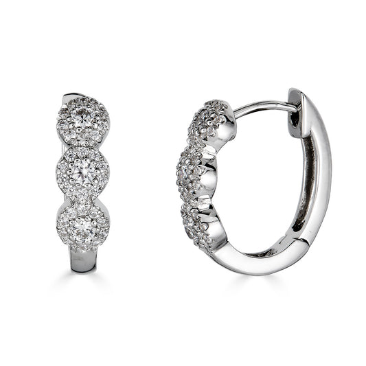 ReMARKable Designs Small Hoop Earth Mined Diamond Earrings in 14 Karat White Gold with 0.38ctw Round Diamonds