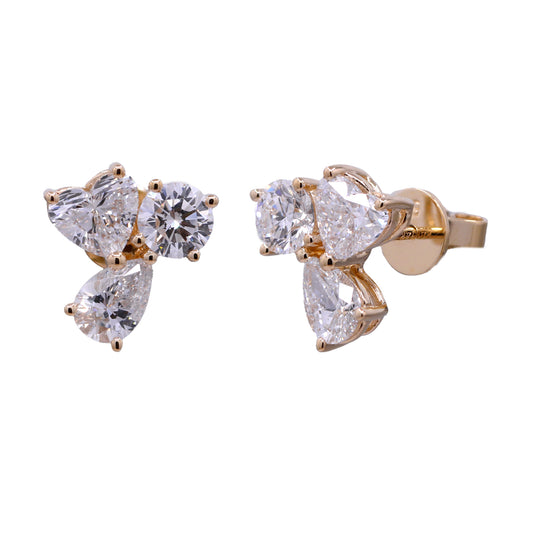 CIRARI Lab-Grown Diamond Stud Earrings in 14 Karat Yellow Gold with 2.49ctw of Round Lab-Grown Diamonds