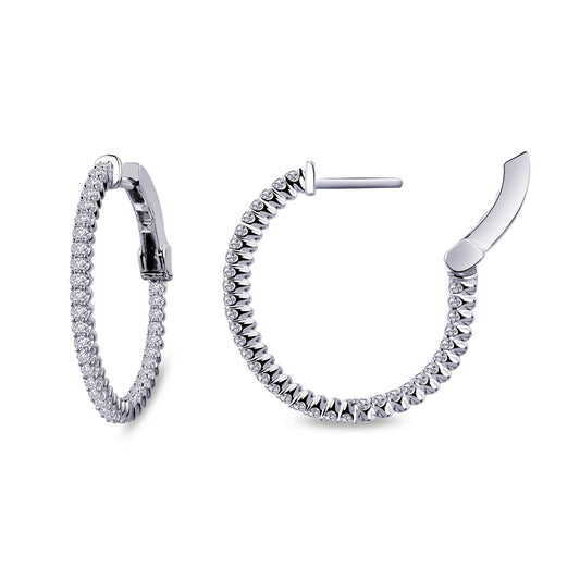 Medium hoop earrings with simulated diamonds.