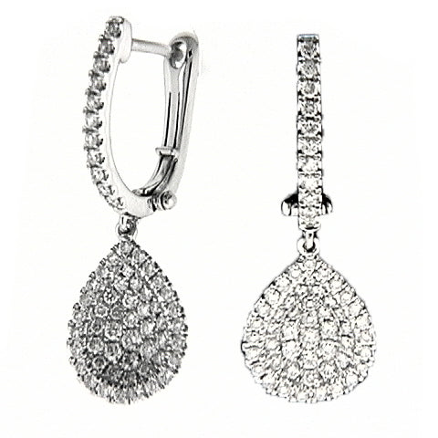 ReMARKable Designs Dangle Natural Diamond Earrings in 14 Karat White with 1.43ctw Round Diamonds, Clarity: SI1, Color: G/H
