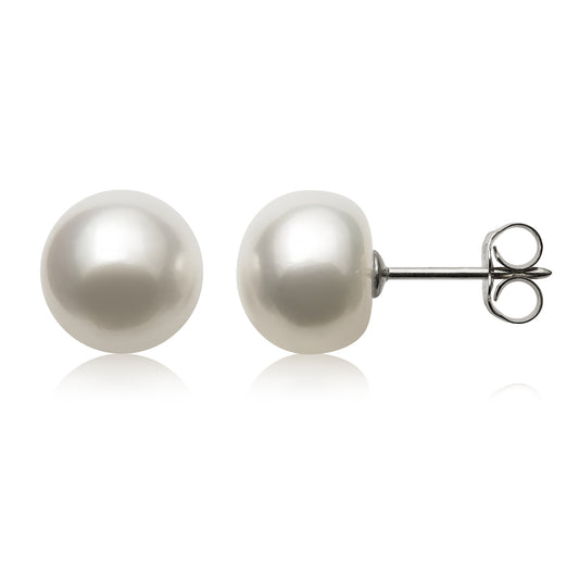 Cultured pearl stud earrings in white gold.