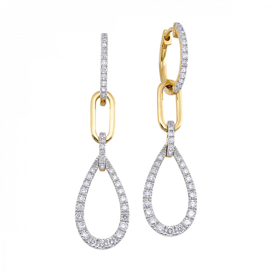 Diamond drop earrings in yellow gold.