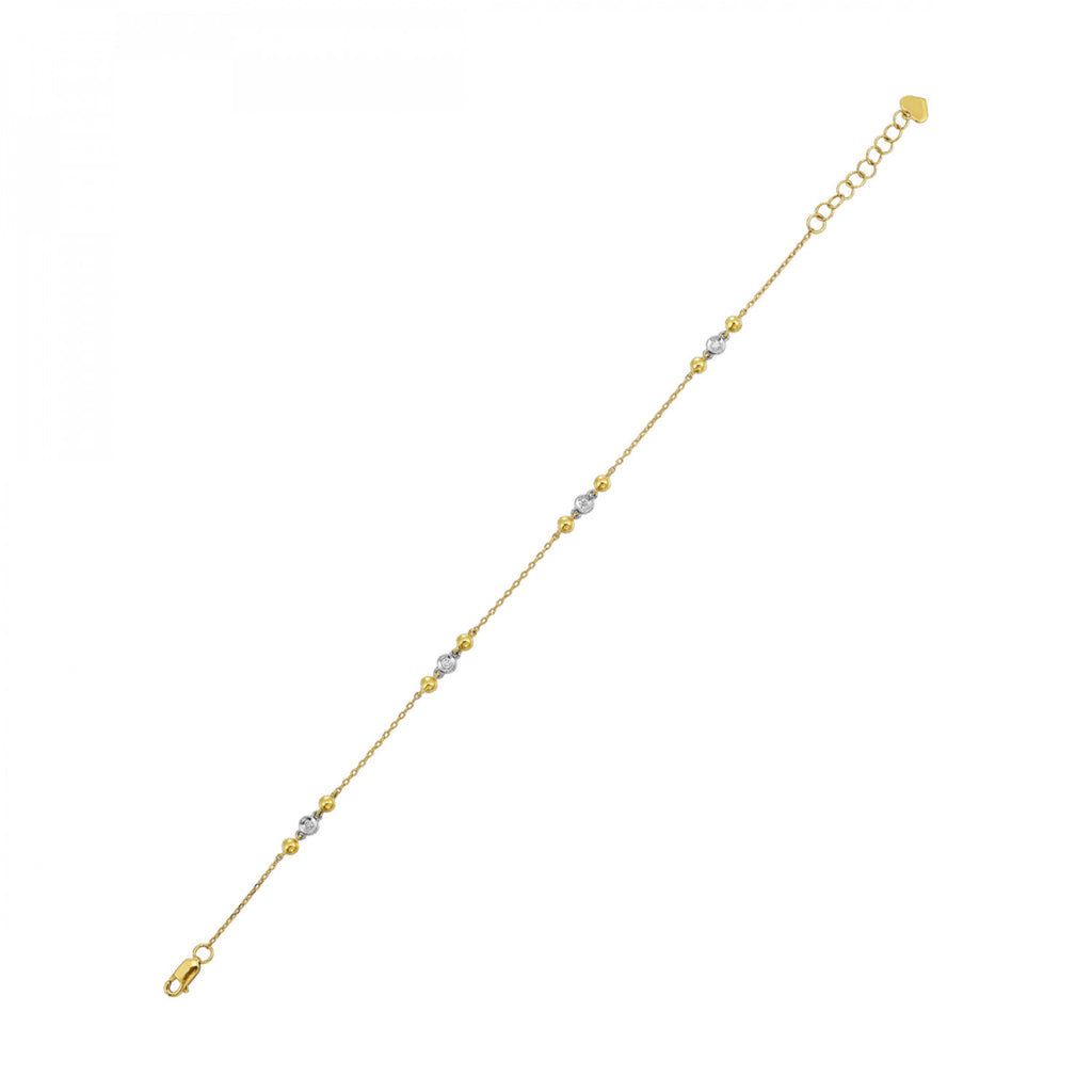 14K gold bracelet with round diamonds.
