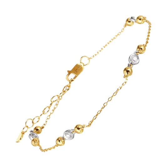 14K gold bracelet with round diamonds.